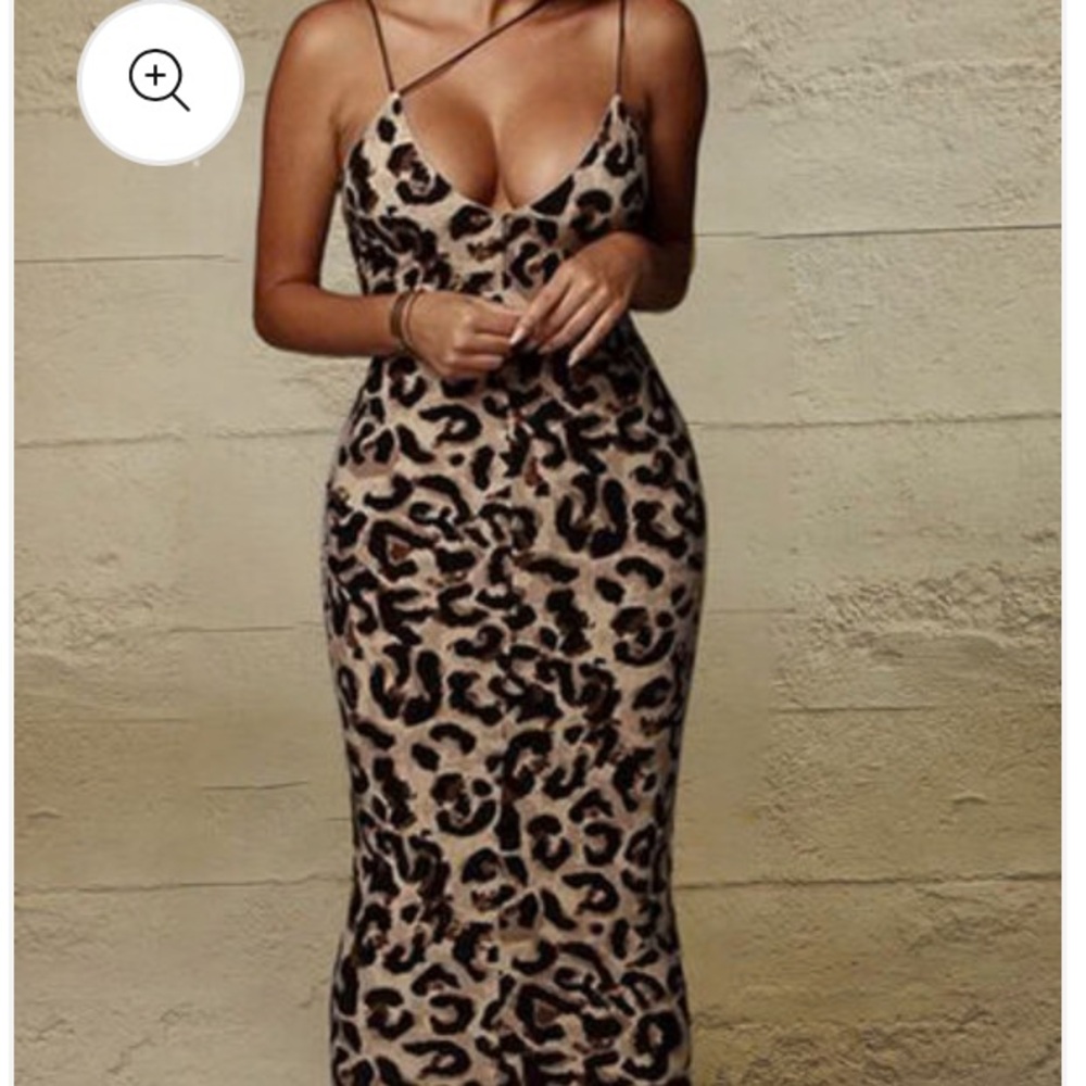 Leopard Print Spaghetti Strap Dress